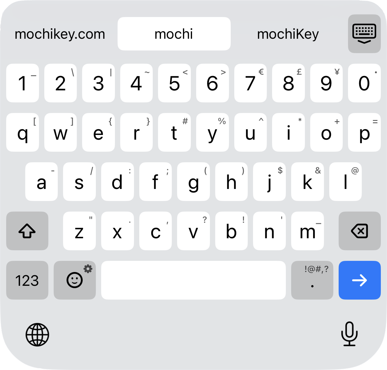 mochiKey keyboard screenshot